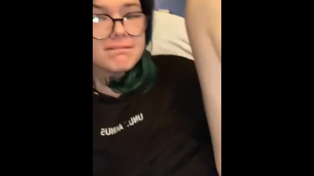 First video! Trans teen ahegao moaning rough anal with bad dragon